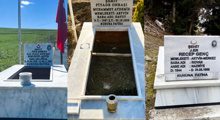 Artvin'de şehit mezarlarına bakım