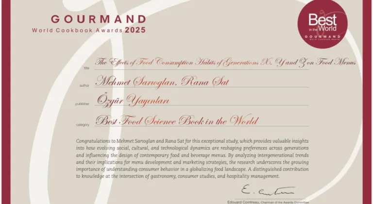 Gourmand World Cookbook Awards’ta Türkiye’ye dünya birinciliği