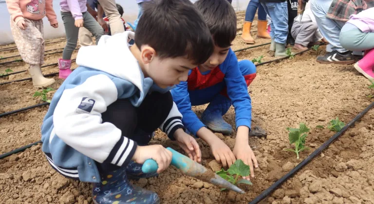 İzmitli çocuklar ilk fidelerini çocuk serasında ekti