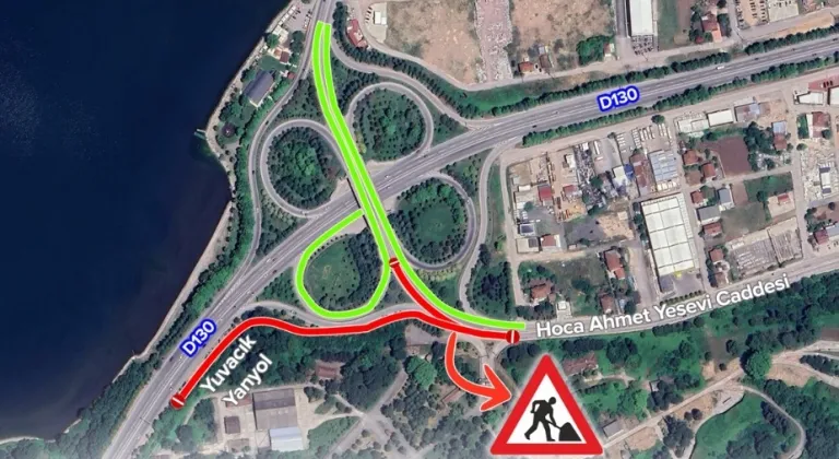 Kocaeli'de Başiskele istikametinde yol çalışması