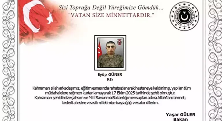 Tokat'ta 1 asker eğitim sırasında rahatsızlanarak şehit oldu