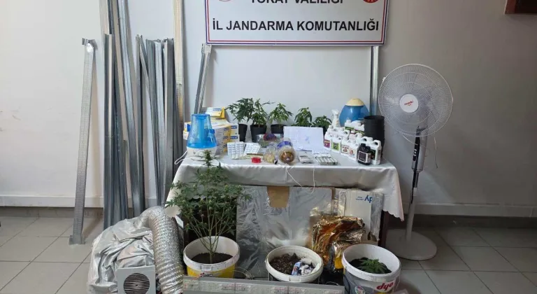 Tokat’ta evde kurulan sera düzeneğiyle kenevir yetiştiren şüphelilere operasyon