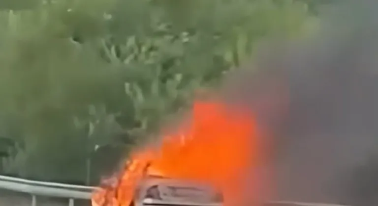 Tokat’ta seyir halindeki otomobil yandı